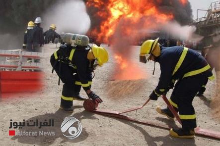 اخماد حريق نشب في كرفان قرب مستشفى الشهيد المهندس ببغداد
