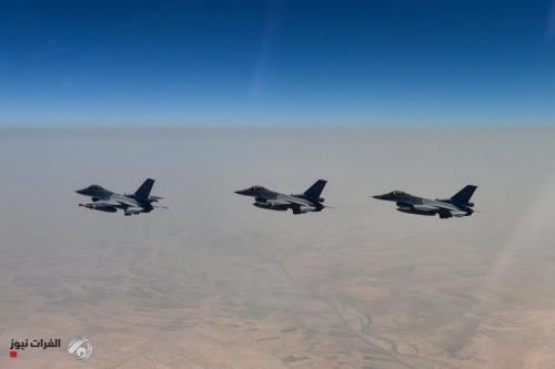 بالصور.. طائرات أف 16 العراقية تؤمن أبطال العراق الثانية جواً