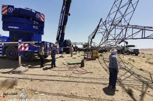 بالصور.. إنفجار يوقف خط كهرباء سد الموصل