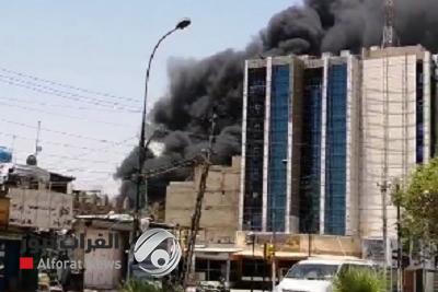 بالفيديو.. حريق كبير وسط بغداد