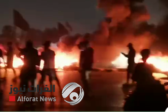 بالفيديو.. محتجين على الحكومة يغلقون شارع القناة بحرق الاطارات