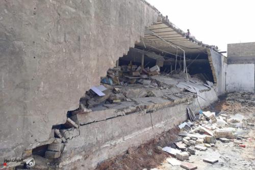 بالصور.. انهيار جدار مركز للتسوق شمال النجف
